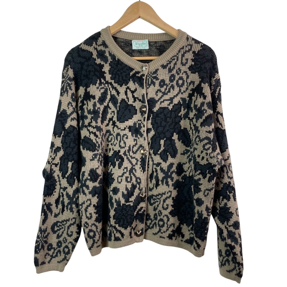 United Colors of Benetton Vntg Wool Knit Grandma Cardigan Sweater Size 48/L/XL
